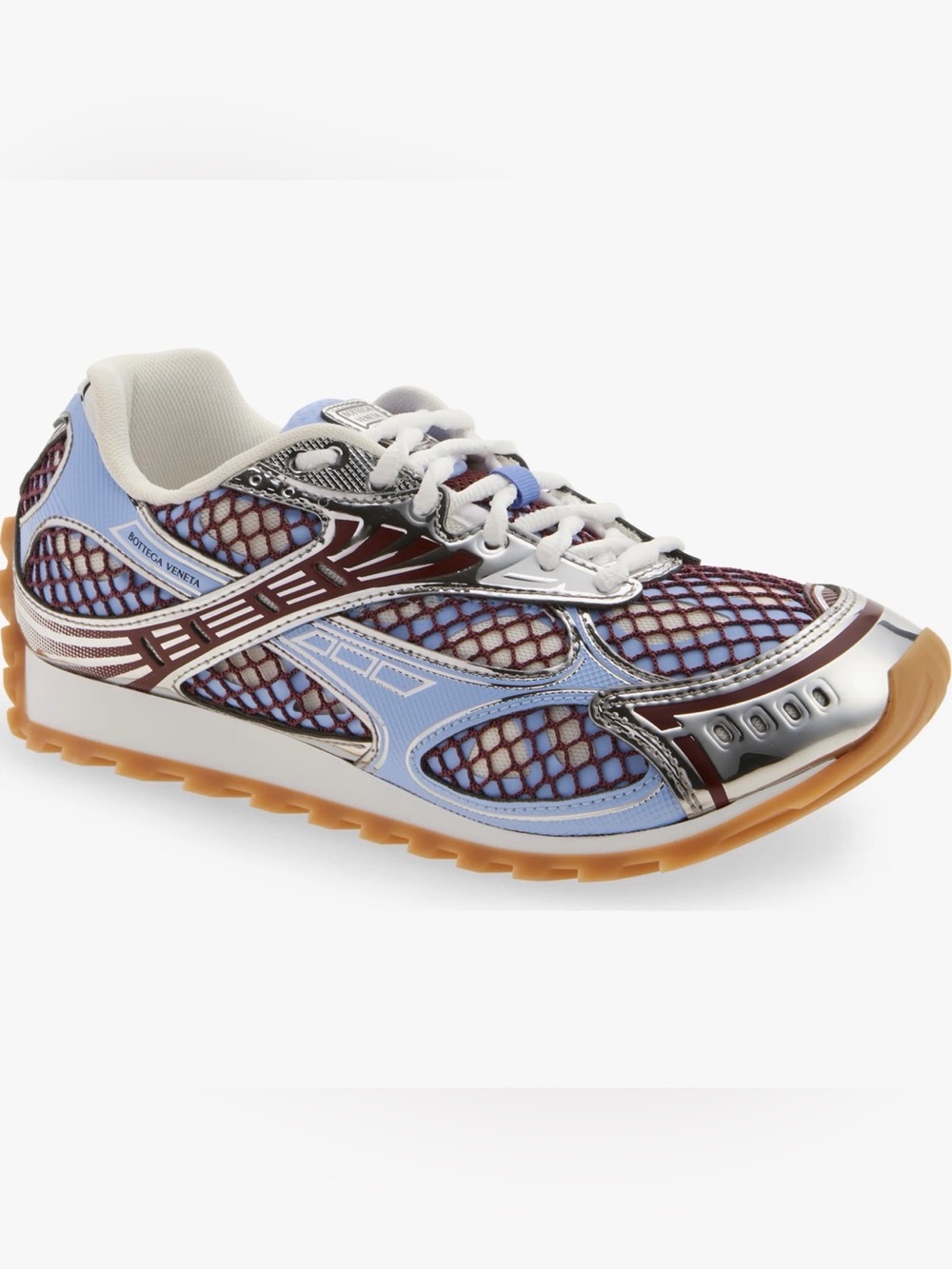 Bottega Veneta Blue, Brown & Silver Mesh Low-Top Sneakers